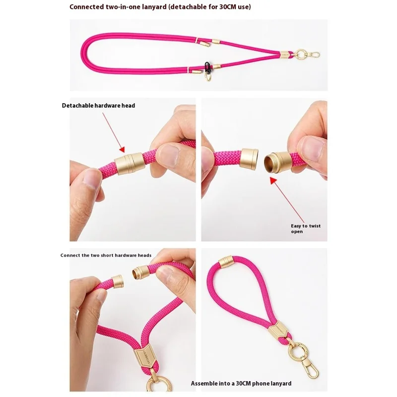 LEEU DESIGN 160cm 3 in 1 Phone Lanyard Adjustable Anti-Theft Neck Strap Detachable Wrist Strap with Silver Tether Tab - Yellow + Green