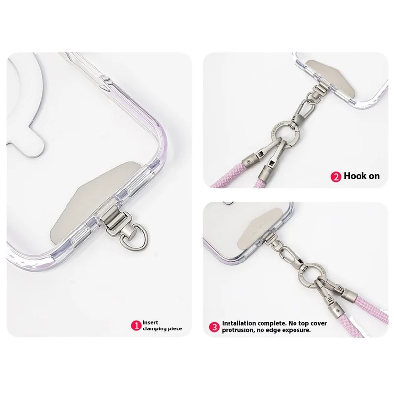 LEEU DESIGN 160 cm crossbody telefonlanyard i polyester justérbart halsbånd med sikkerhedsclip - Sort