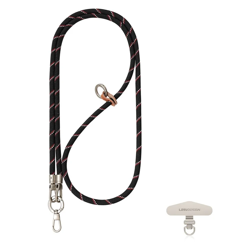 LEEU DESIGN 120 cm Ramię na telefon z poliestru z zakładką zaciskową – Czarny + Czerwony + Biały