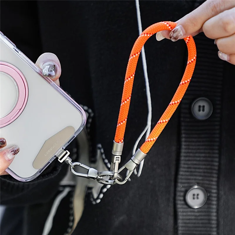 LEEU DESIGN 25 cm Remyk na Telefon na Nadgarstek Przeciwwagowy Zestaw Zawieszek z Kotwicą z Poliestru - Pomarańczowy + Czerwony + Biały