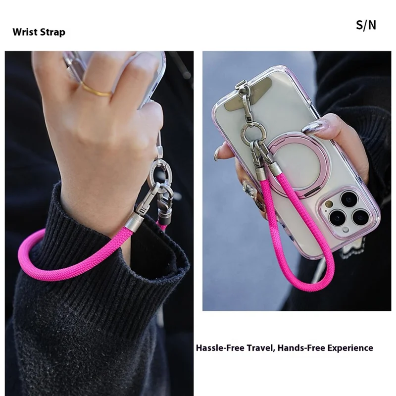 LEEU DESIGN 25 cm Remyk na Telefon na Nadgarstek Przeciwwagowy Zestaw Zawieszek z Kotwicą z Poliestru - Pomarańczowy + Czerwony + Biały