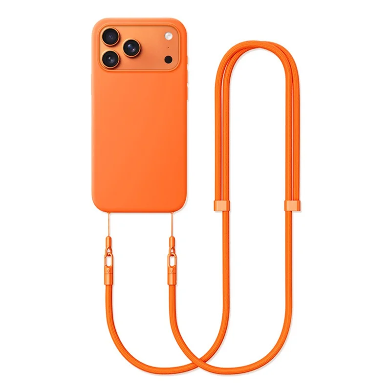 For iPhone 17 Case Crossbody Strap Adjustable Neck Lanyard Dual Buckle Slim Hanging Rope - Orange