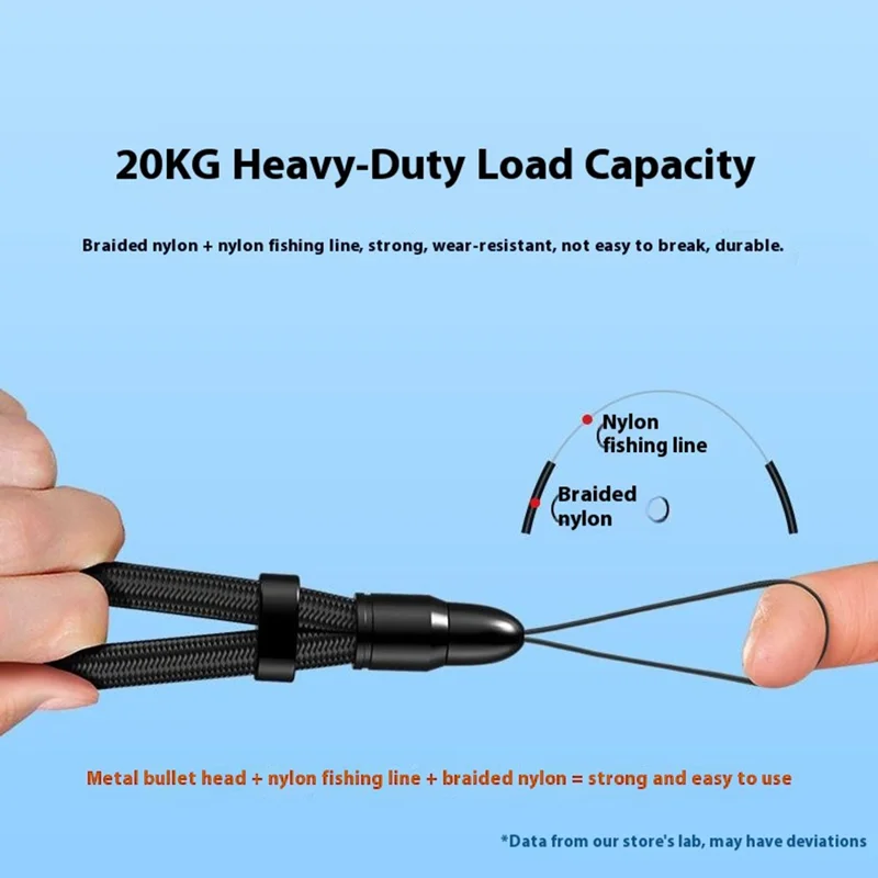 Adjustable Wrist Strap for Cellphone 360 Degree Rotation Bullet Head 7mm Polyester Cord Phone Lanyard - Black