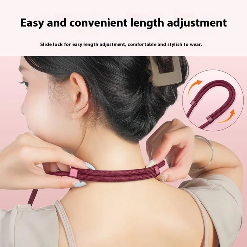 Anti Lost Crossbody Phone Lanyard 7mm Polyester Cord Adjustable Neck Strap with Stainless Steel Tether Tab - Lilac Purple