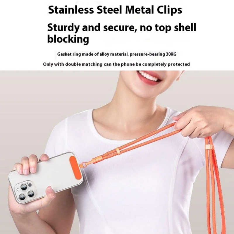 Anti Lost Crossbody Phone Lanyard 7mm Polyester Cord Adjustable Neck Strap with Stainless Steel Tether Tab - Lilac Purple