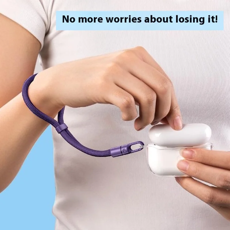 30cm Upgraded Phone Wrist Strap Self Locking Anti Drop Lanyard with Stainless Steel Tether Tab for Mobile Phone - Dark Purple