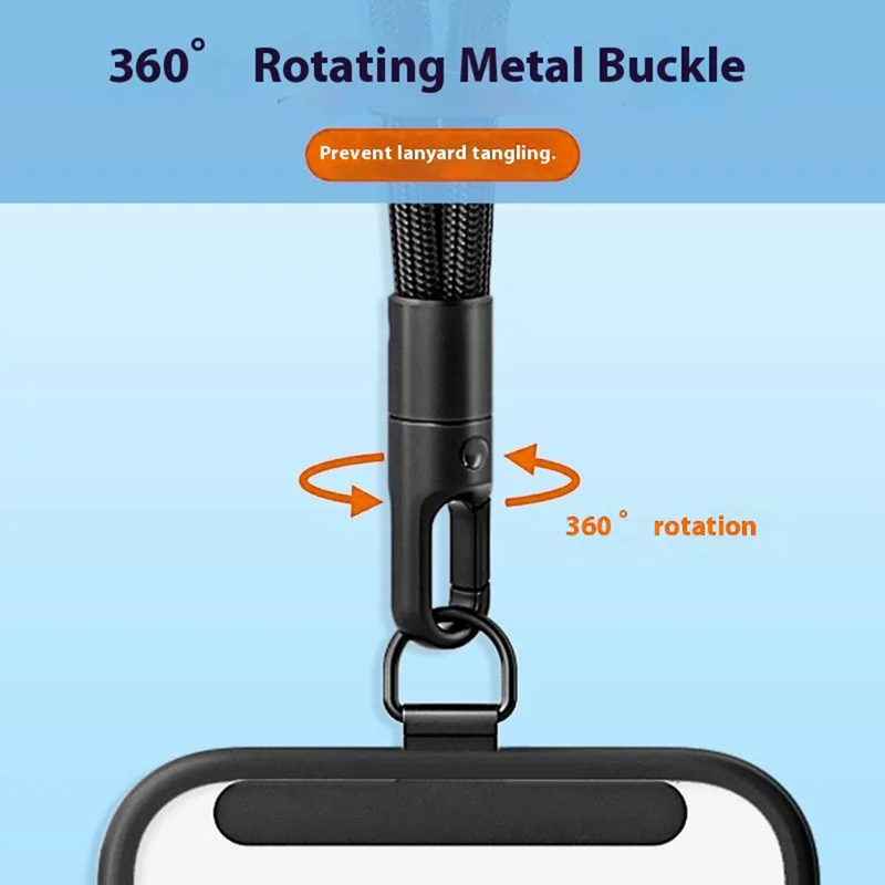 30cm Upgraded Phone Wrist Strap Self Locking Anti Drop Lanyard with Stainless Steel Tether Tab for Mobile Phone - Black