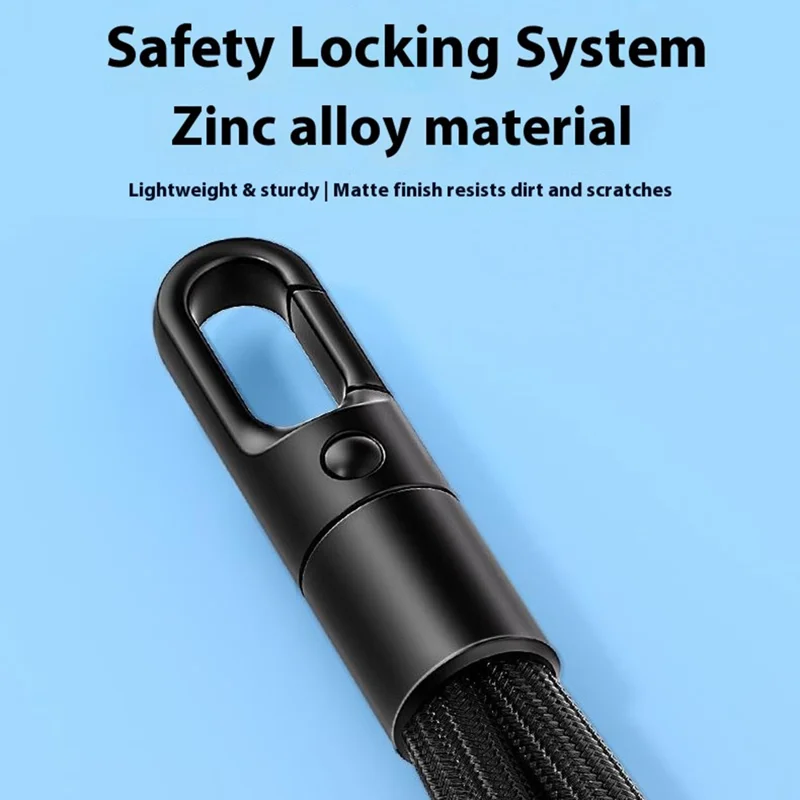 30cm Upgraded Phone Wrist Strap Self Locking Anti Drop Lanyard with Stainless Steel Tether Tab for Mobile Phone - Black