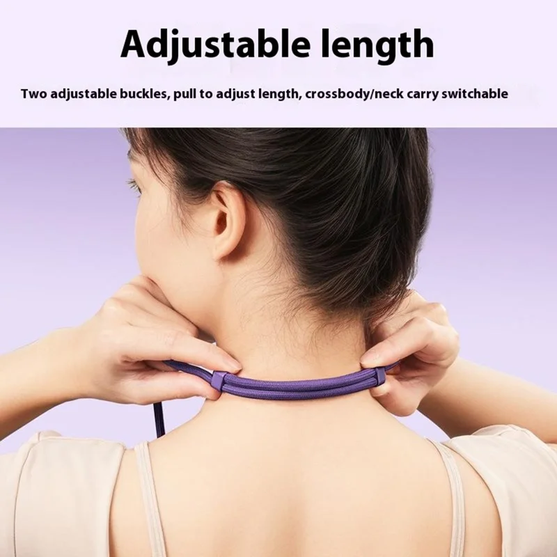 Upgraded 6mm Polyester Cord Phone Lanyard 360 Degree Rotation Adjustable Crossbody Neck Strap for Cellphone - Black