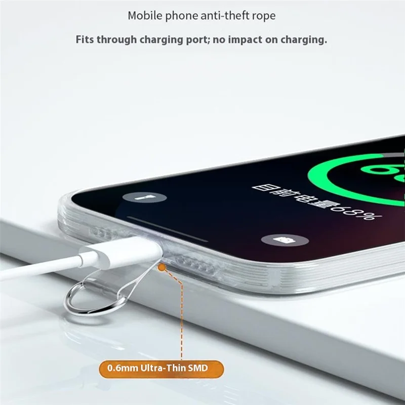55 x 70mm Clear TPU Phone Tether Tab for Phone Case Ultra Thin Cellphone Lanyard Patch with D Ring Buckle