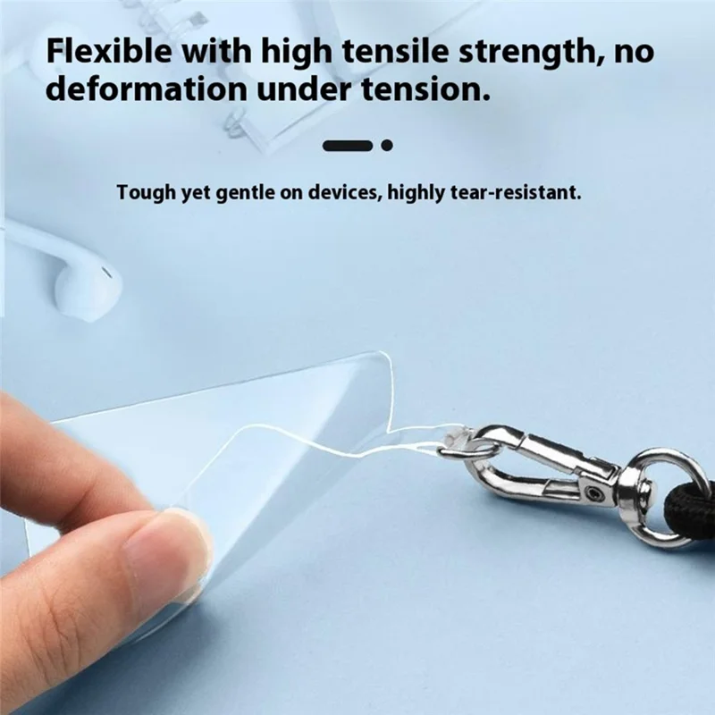 55 x 70mm Clear TPU Phone Tether Tab for Phone Case Ultra Thin Cellphone Lanyard Patch with D Ring Buckle