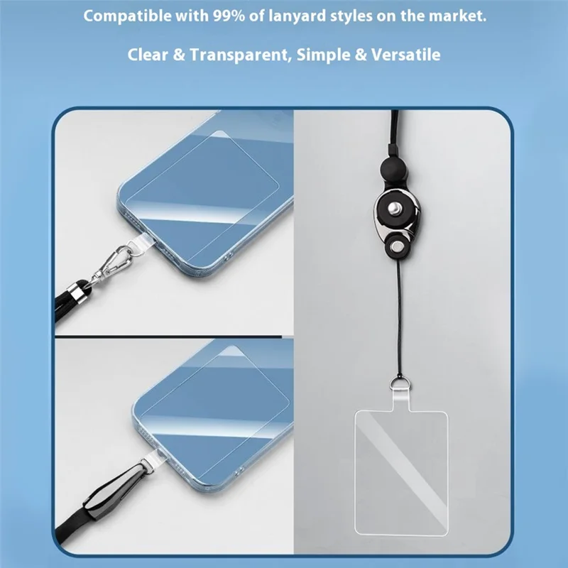55 x 70mm Clear TPU Phone Tether Tab for Phone Case Ultra Thin Cellphone Lanyard Patch with D Ring Buckle