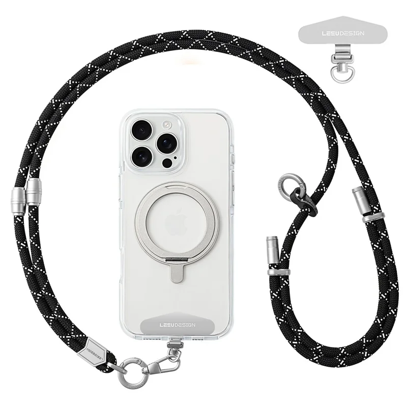 LEEU DESIGN 160cm 3 in 1 Multicolor Phone Lanyard Crossbody Adjustable Phone Strap Detachable Wrist Strap with Silver Tether Tab - Style A