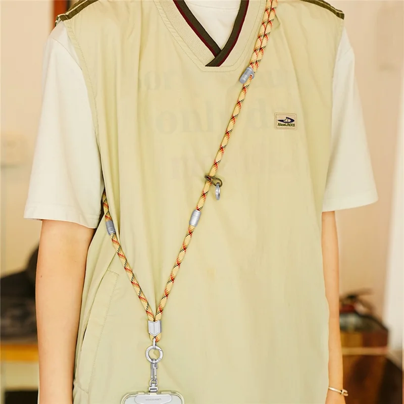 LEEU DESIGN 160cm 3 in 1 Multicolor Phone Lanyard Crossbody Adjustable Phone Strap Detachable Wrist Strap with Silver Tether Tab - Style A