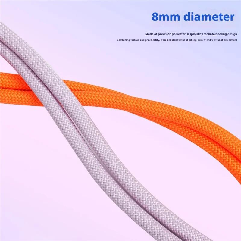 LEEU DESIGN 25cm Solid Color Smartphone Strap Cell Phone Polyester Lanyard with Stainless Steel Tether Tab - Dark Orange