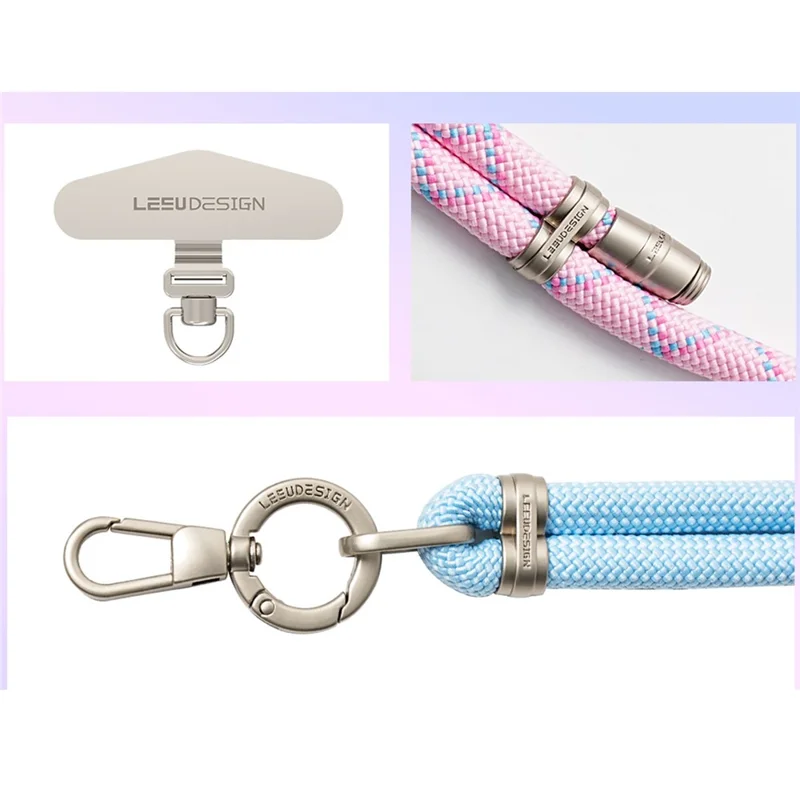 LEEU DESIGN 25cm Solid Color Smartphone Strap Cell Phone Polyester Lanyard with Stainless Steel Tether Tab - Dark Orange