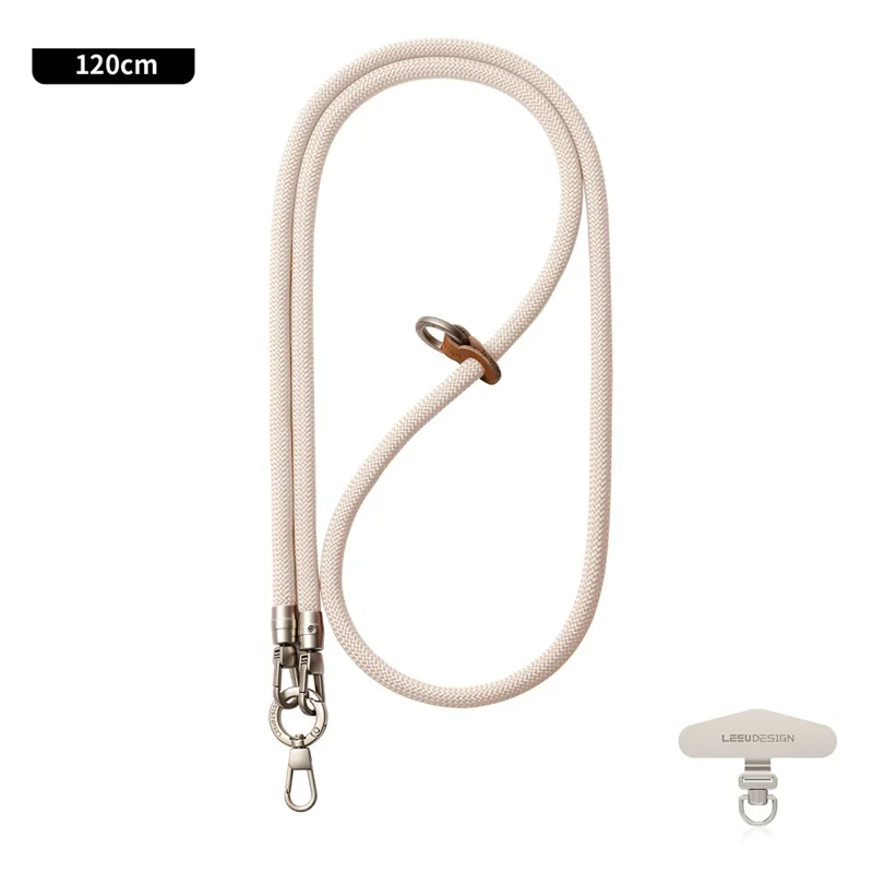 LEEU DESIGN 120cm Crossbody Phone Lanyard 8mm Polyester Rope Neck Strap with Tether Tab - Desert Gold