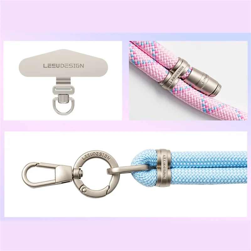 LEEU DESIGN 120cm Crossbody Phone Lanyard 8mm Polyester Rope Neck Strap with Tether Tab - Desert Gold