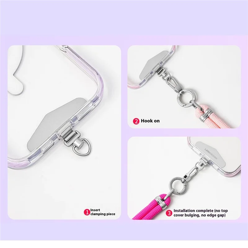 LEEU DESIGN 160cm Crossbody Phone Lanyard 8mm Polyester Adjustable Neck Strap with Silver Tether Tab - Aromatherapy Purple