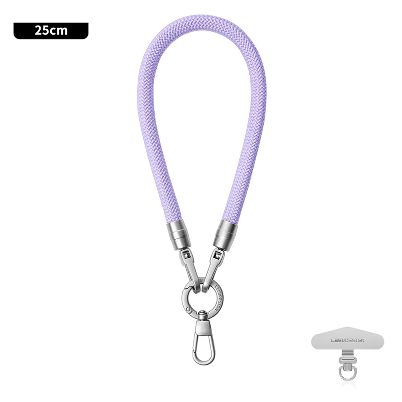 LEEU DESIGN 25cm Phone Wrist Strap 8mm Polyester Lanyard with Silver Stainless Steel Tether Tab - Aromatherapy Purple
