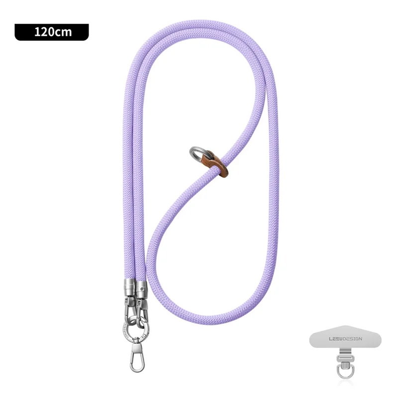 LEEU DESIGN 120cm Phone Lanyard Crossbody Anti-Lost 8mm Polyester Neck Strap with Silver Tether Tab - Aromatherapy Purple