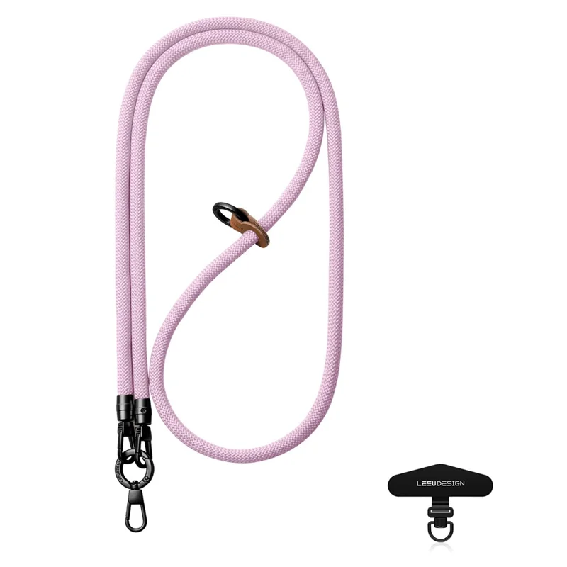 LEEU DESIGN 120cm Phone Lanyard Crossbody 8mm Polyester Anti-Lost Neck Strap with Black Tether Tab - Light Purple