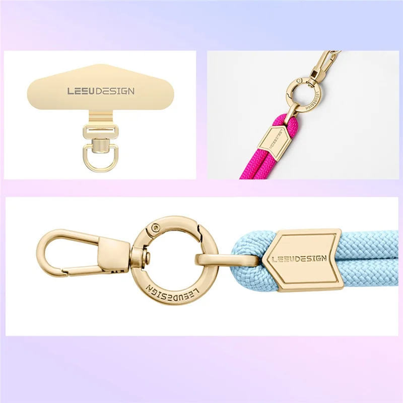 LEEU DESIGN 120cm Phone Lanyard Crossbody 6mm Polyester Neck Strap with Gold Tether Tab - Aromatherapy Purple