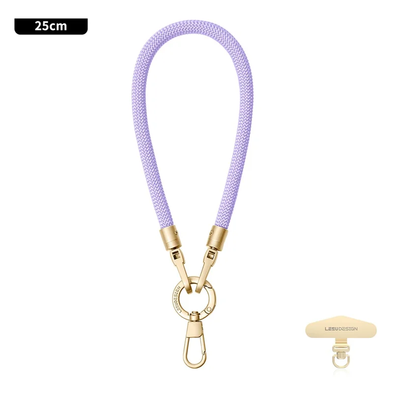 LEEU DESIGN 25cm Phone Wrist Strap Anti Theft 6mm Polyester Lanyard Charm with Gold Tether Tab - Aromatherapy Purple