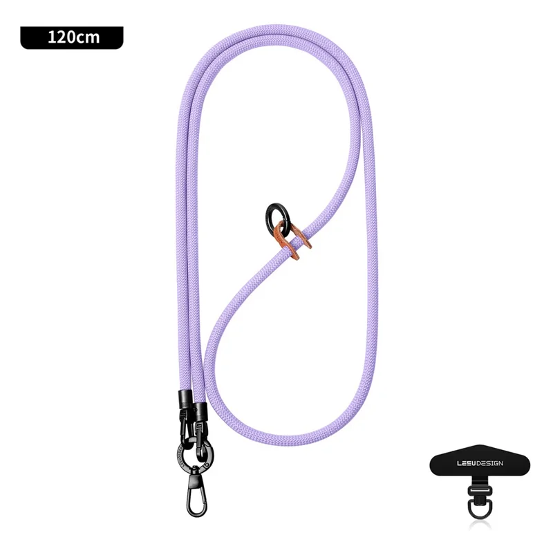 LEEU DESIGN 120cm Phone Lanyard Crossbody 6mm Polyester Neck Strap with Black Tether Tab - Aromatherapy Purple