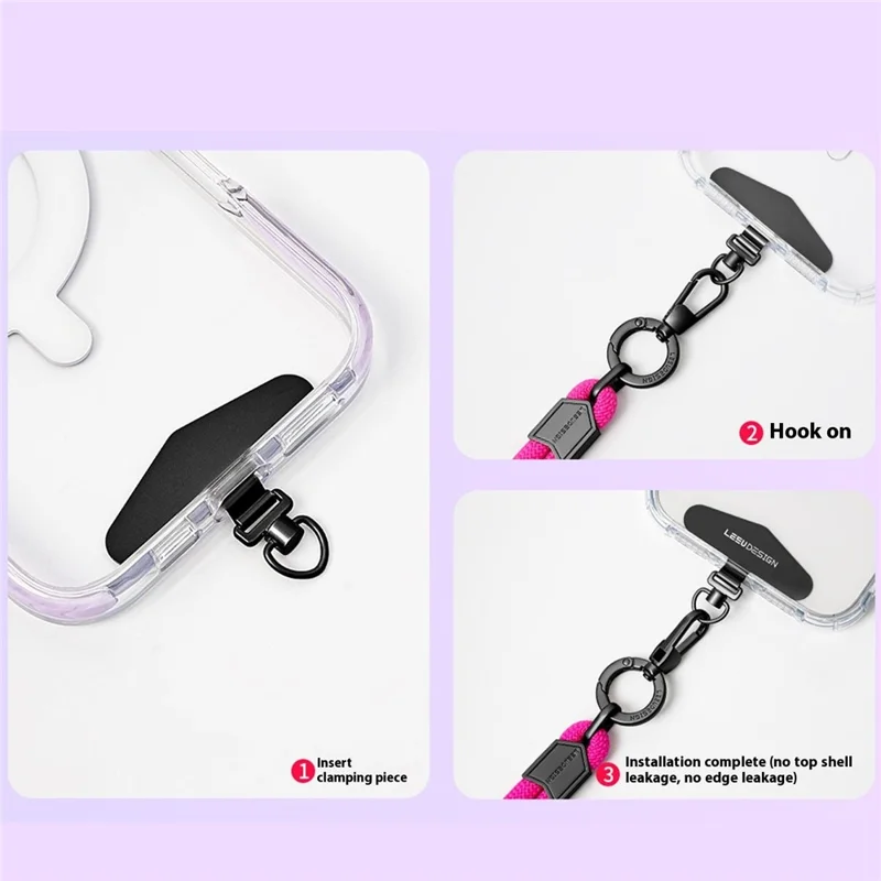 LEEU DESIGN 120cm Phone Lanyard Crossbody 6mm Polyester Neck Strap with Black Tether Tab - Aromatherapy Purple