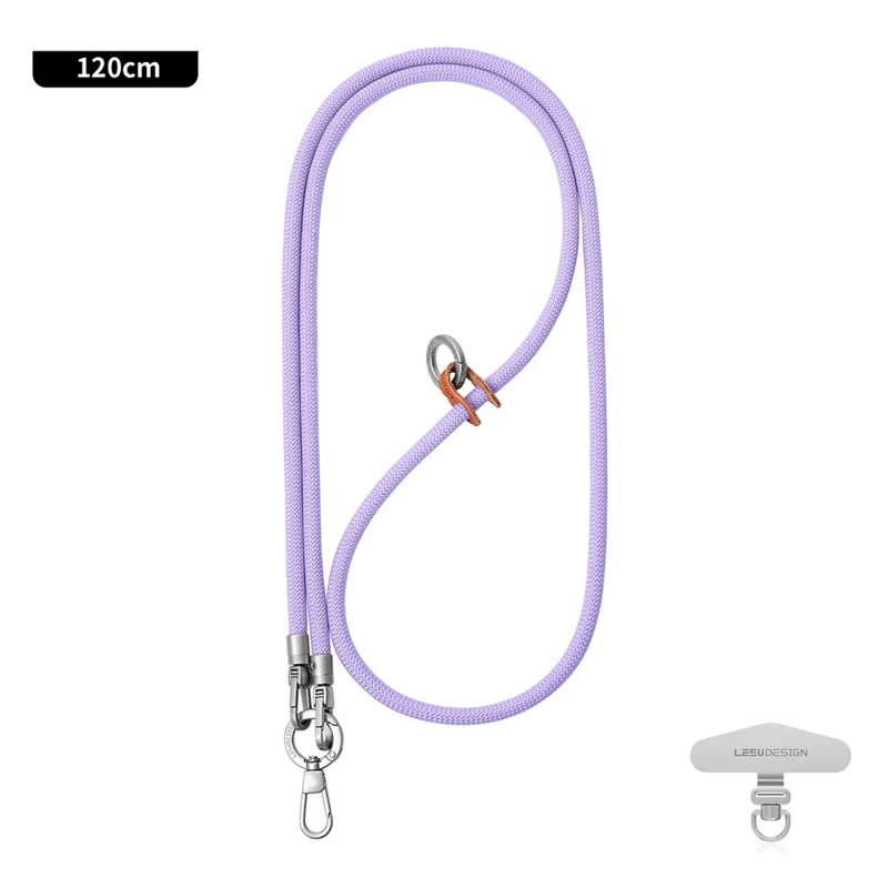 LEEU DESIGN 120cm Phone Lanyard Crossbody 6mm Polyester Neck Strap with Silver Tether Tab - Aromatherapy Purple