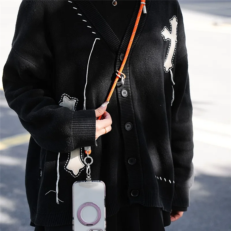 LEEU DESIGN 120cm Phone Lanyard Crossbody 6mm Polyester Neck Strap with Silver Tether Tab - Aromatherapy Purple