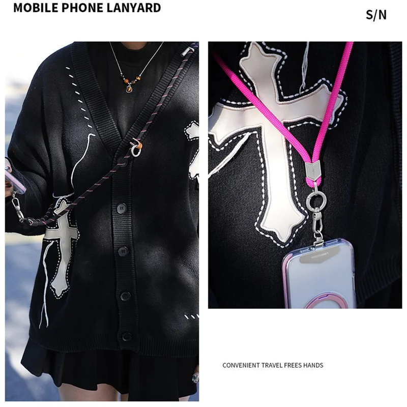 LEEU DESIGN 120cm Phone Lanyard Crossbody 6mm Polyester Neck Strap with Silver Tether Tab - Aromatherapy Purple