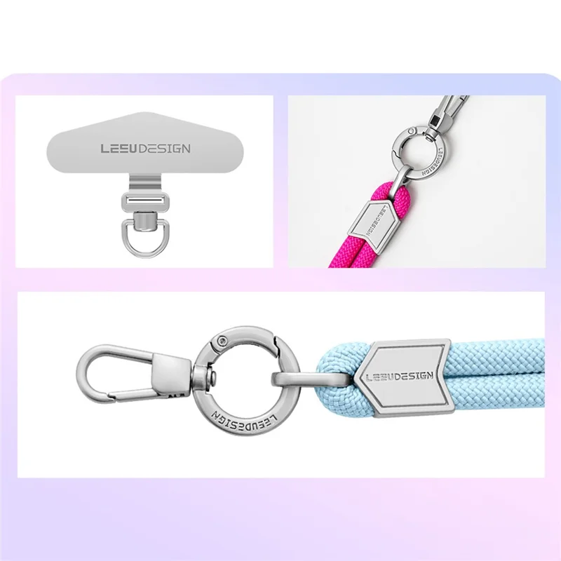 LEEU DESIGN 120cm Phone Lanyard Crossbody 6mm Polyester Neck Strap with Silver Tether Tab - Aromatherapy Purple