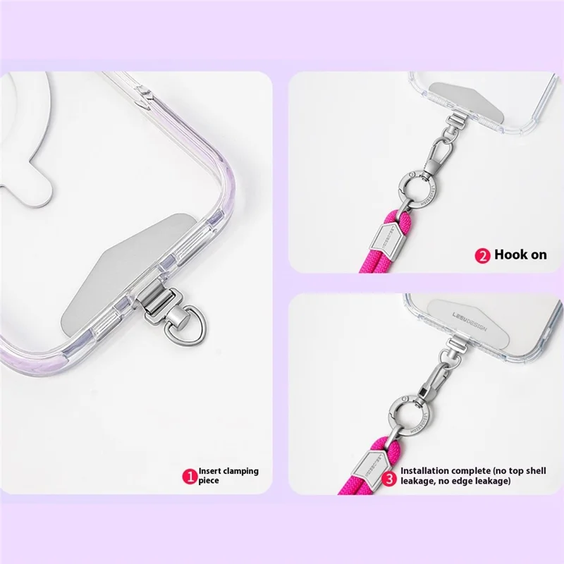 LEEU DESIGN 120cm Phone Lanyard Crossbody 6mm Polyester Neck Strap with Silver Tether Tab - Aromatherapy Purple