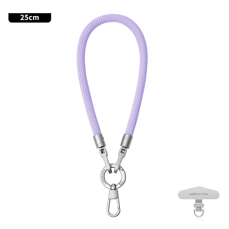 LEEU DESIGN 25cm Phone Wrist Strap 6mm Polyester Anti Theft Lanyard Charm with Silver Tether Tab - Aromatherapy Purple
