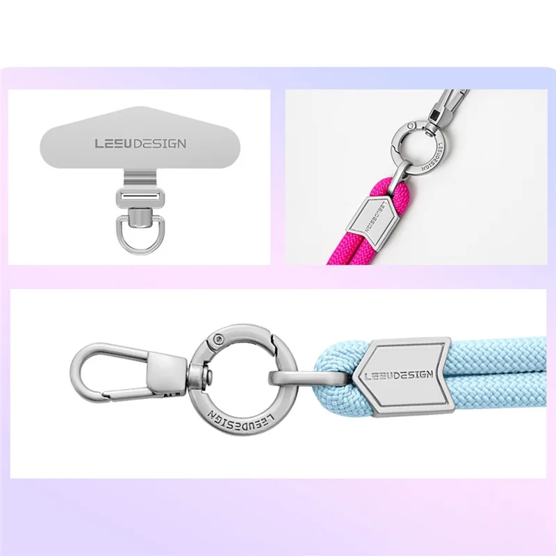 LEEU DESIGN 25cm Phone Wrist Strap 6mm Polyester Anti Theft Lanyard Charm with Silver Tether Tab - Black
