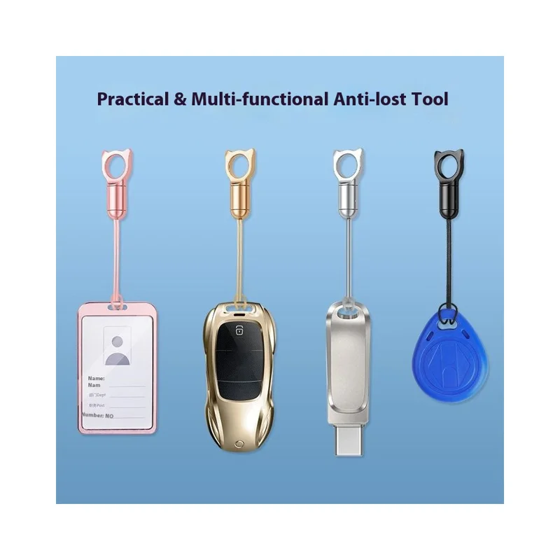 Zinc Alloy Cat Charm Keychain Fishing Line Strap 360 Degree Rotatable Phone Lanyard for Camera Earphone Keys - Black