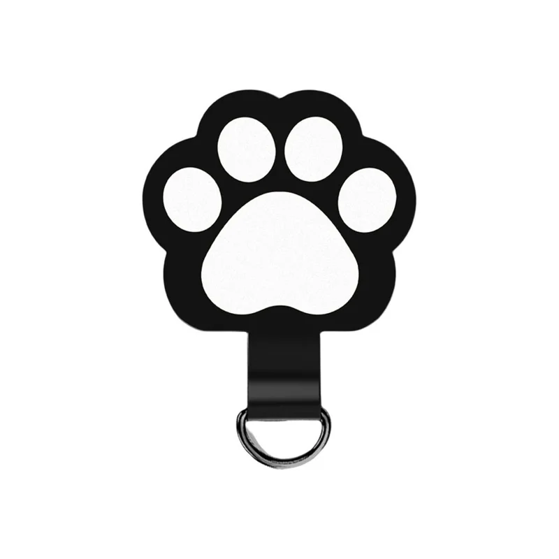 Cute Cat Paw Shape Soft TPU Phone Tether Tab for Phone Case Ultra Thin Cellphone Lanyard Patch - Black