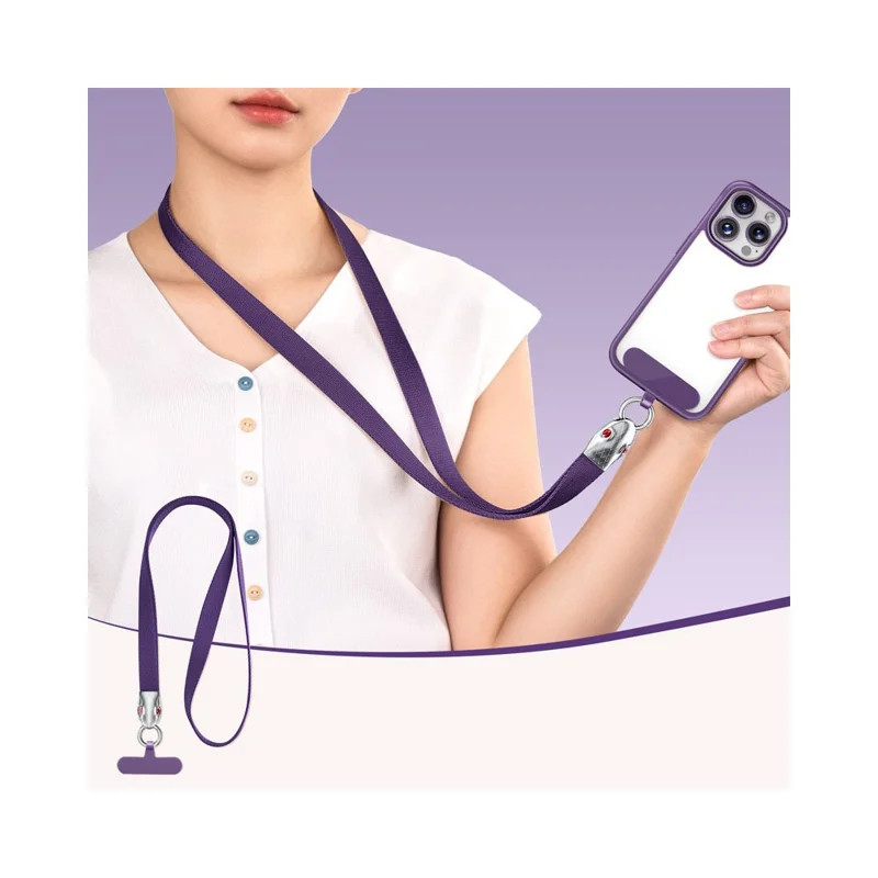 90cm Neck Lanyard with Snake Shape Connector for Mobile Phone Detachable Shoulder Strap with Ring Hook - Dark Purple