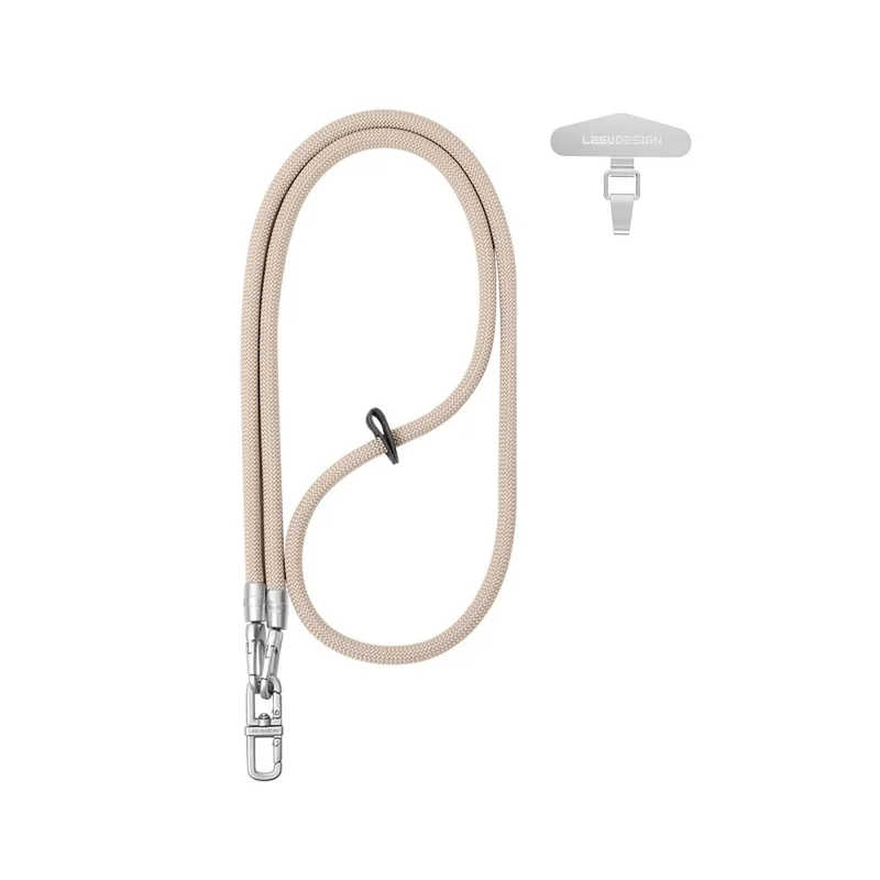 LEEU DESIGN 120cm Phone Lanyard Crossbody 8mm Polyester Neck Strap with Silver Tether Tab - Desert Gold