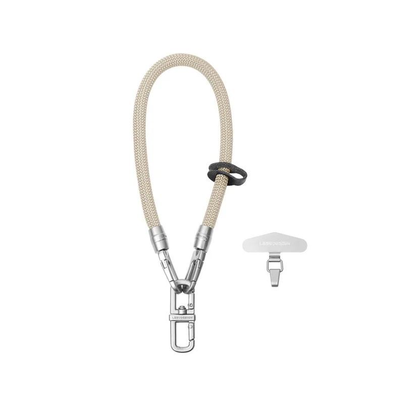 LEEU DESIGN 30cm Phone Wrist Strap 8mm Polyester Anti Theft Lanyard with Silver Tether Tab - Khaki