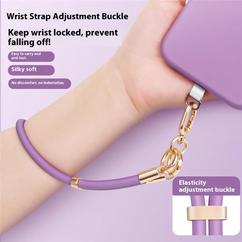 22.5cm Silicone Phone Lanyard Short Adjustable Wrist Strap with Anti-Theft Lock / Tether Tab - Grass Green