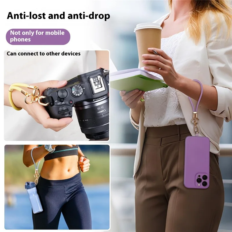 22.5cm Silicone Phone Lanyard Short Adjustable Wrist Strap with Anti-Theft Lock / Tether Tab - Grass Green