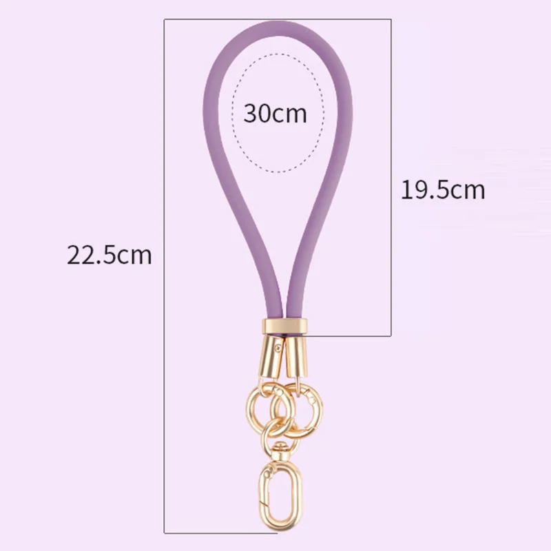 22.5cm Silicone Phone Lanyard Short Adjustable Wrist Strap with Anti-Theft Lock / Tether Tab - Grass Green