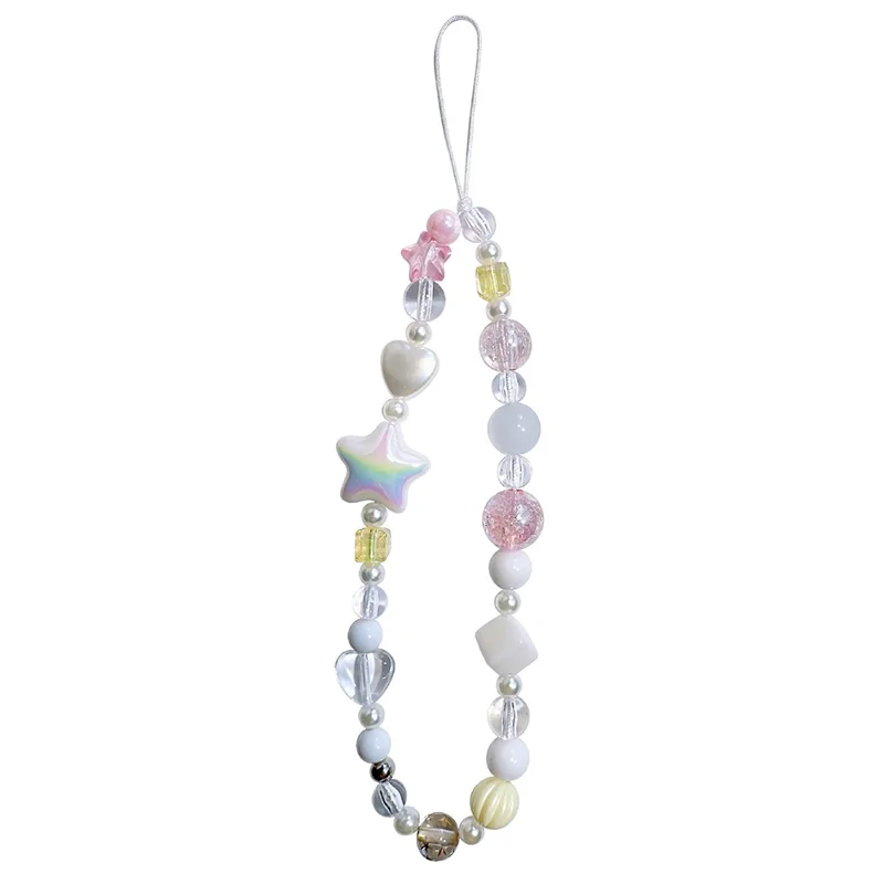 Beaded Phone Bracelet Strap 12cm UV Coated Star Lanyard Acrylic Phone Wrist Chain