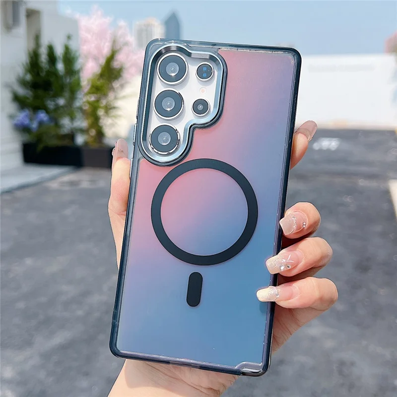 For Samsung Galaxy S26 Ultra Magnetic Case Color Changing TPU Phone Back Cover - Black