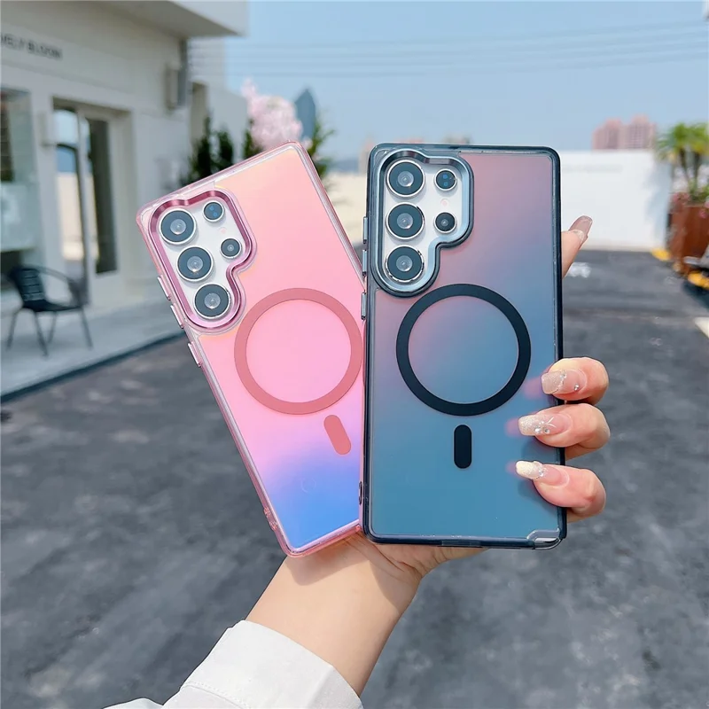 For Samsung Galaxy S26 Ultra Magnetic Case Color Changing TPU Phone Back Cover - Black