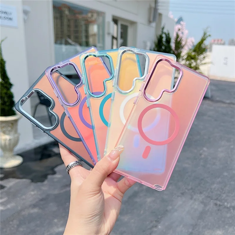 For Samsung Galaxy S26 Ultra Magnetic Case Color Changing TPU Phone Back Cover - Black