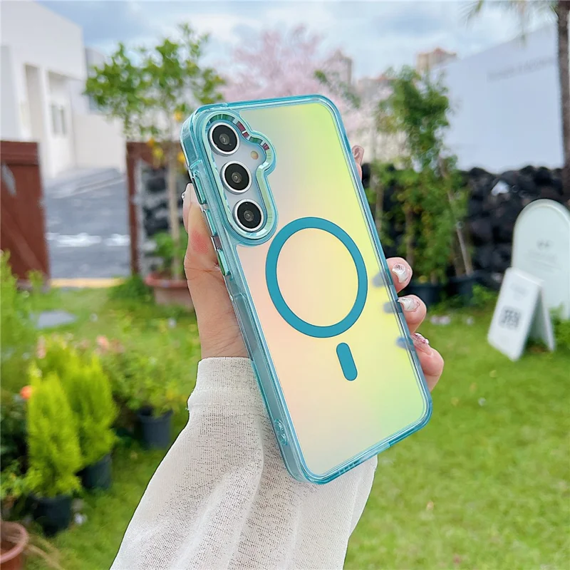 For Samsung Galaxy S26+ Magnetic Case Color Changing TPU Phone Back Cover - Blue